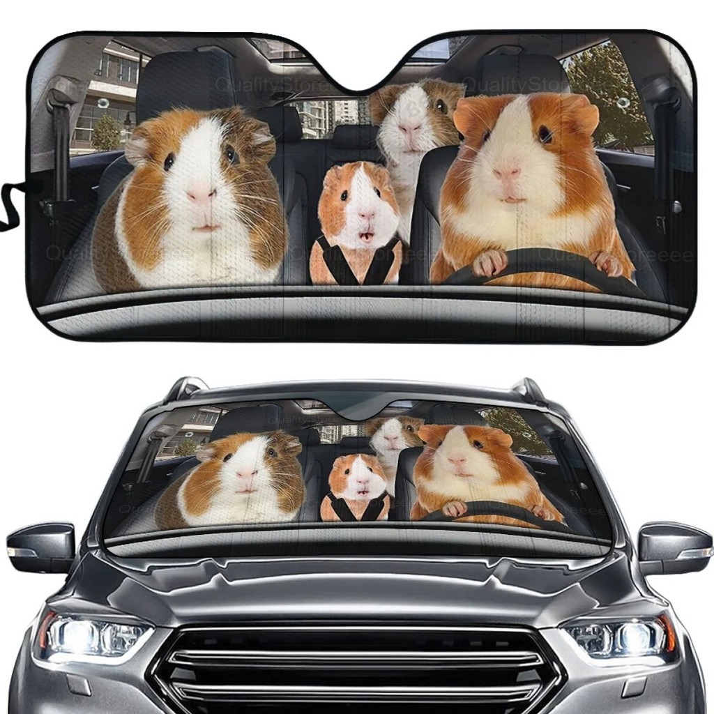 Guinea Pig Car Sun Shade for Guinea Pig Lover Windshield Sunshade Car Accessories Foldable UV Protec
