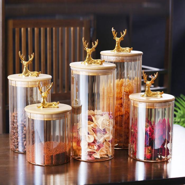 Toples Lebaran Kaca Tempat Penyimpanan Snack Mewah / Toples Kue Mewah / Toples Makanan Serbaguna