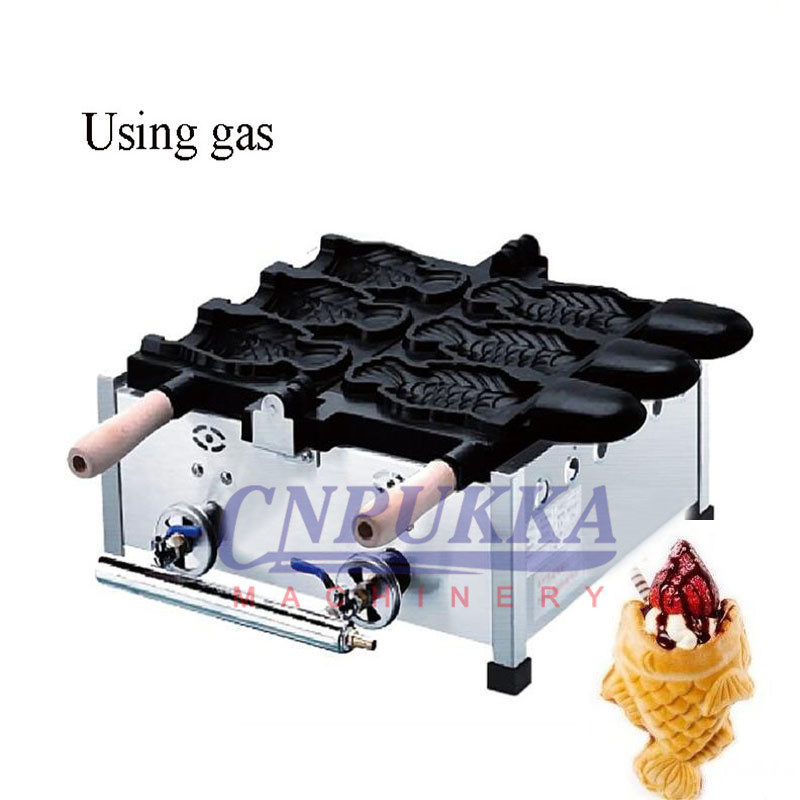 Snack Equipment Gas Open Mouth Taiyaki Maker Taiyaki Fish Waffle Making Machine 110V 220V Commercial