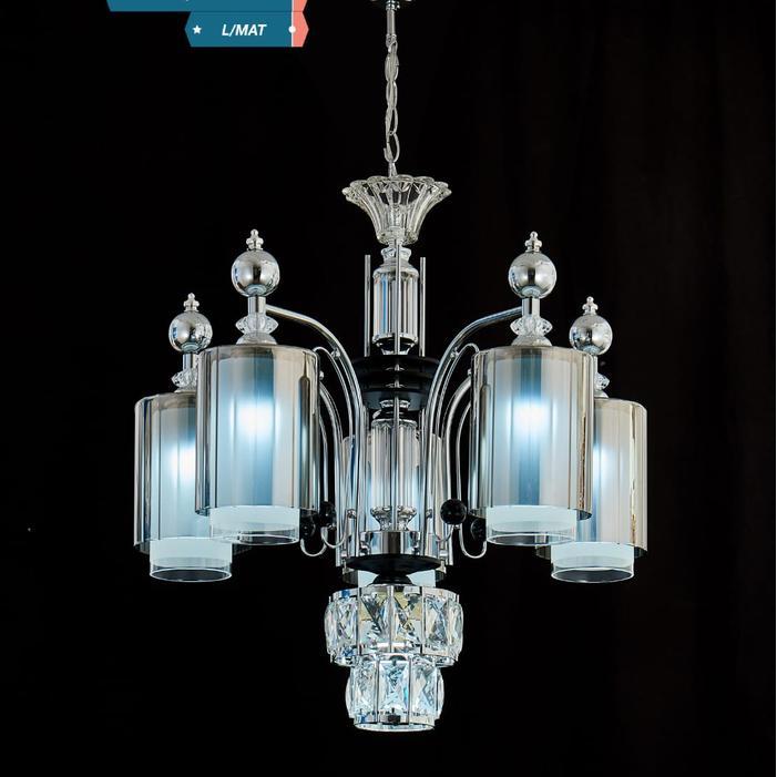 Terbaru Lampu Gantung Hias Kristal Chandelier Ruang Tamu 6 Lampu Elegan Kristal