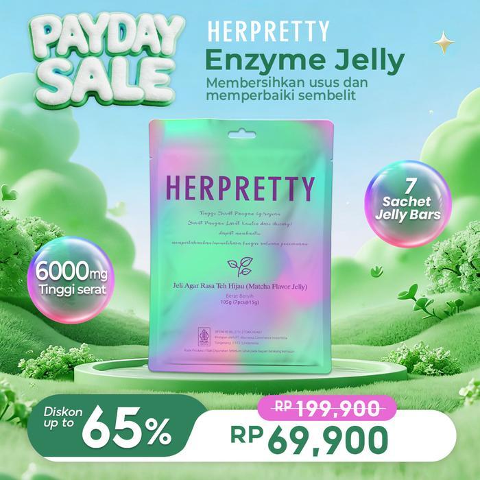 [T] Herpretty Enzyme Jelly Agar Rasa Matcha 7 Sachet Bpom Halal Tinggi Serat Inulin Untuk Kesehatan