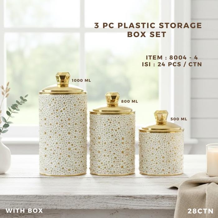 Toples 3Pcs Mewah Toples Gold Toples Aklirik Kedap Udara Gold Emas / Toples List Gold Mewah Toples