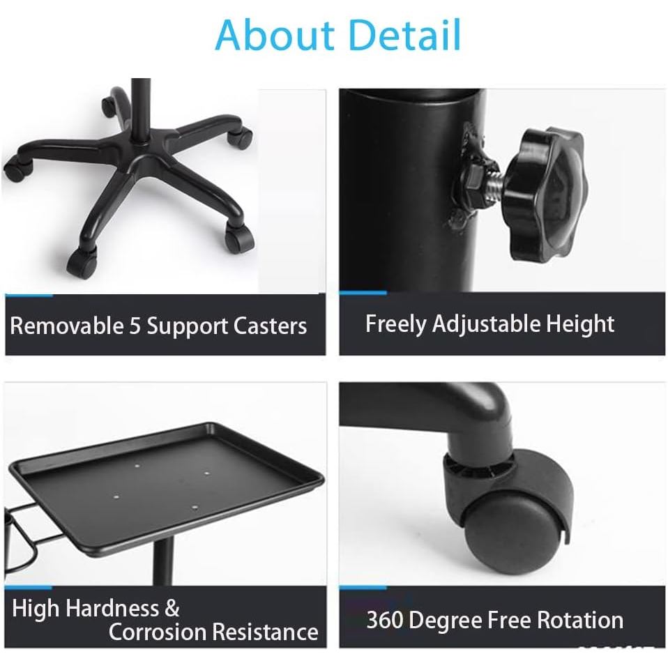 Beauty Barber Trolley Rolling Cart Height-Adjustable Hair Tool Tray multifunctional Trolley Barber