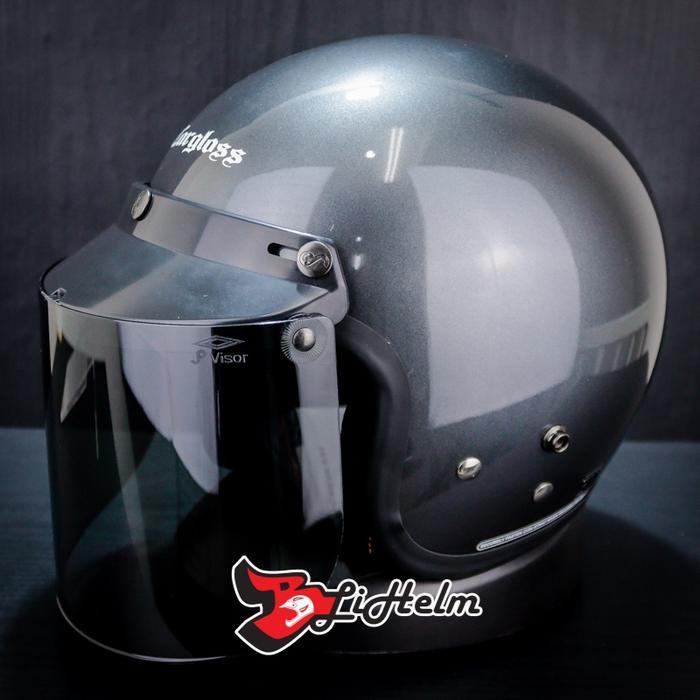 SIAPKIRIM HELM CARGLOSS CF RETRO ANCHORE GREY CARGLOS HALF FACE HELMET READY STOCK