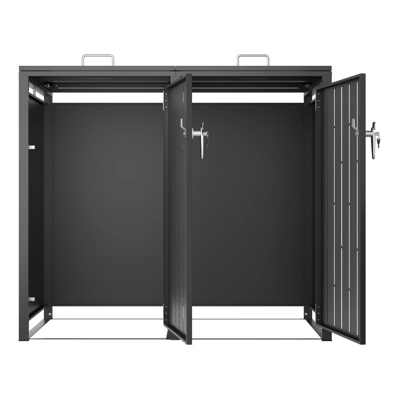 Large Space Galvanized Steel Outdoor Waste Bin Cover Lockable Wheelie Bin Box with Dustbin House