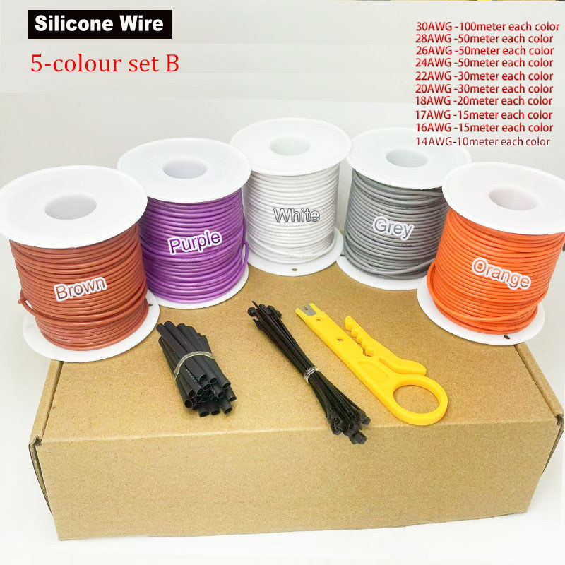 30awg 28awg 26awg 24awg 22awg 20awg 18awg 17awg 16awg 14awg Multi-coloured Flexible Silicone
