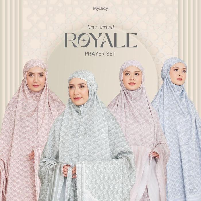 SIAPKIRIM MyLady Hijab ROYALE PRAYER SET Atasan Bawahan Cantik Gold Grey Mewah Mukena Nyaman Panjang