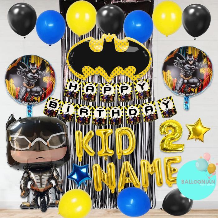 BATMAN SIMPLE DECORATION SET/DEKORASI ULTAH ANAK COWO/BALON FOIL BATMAN