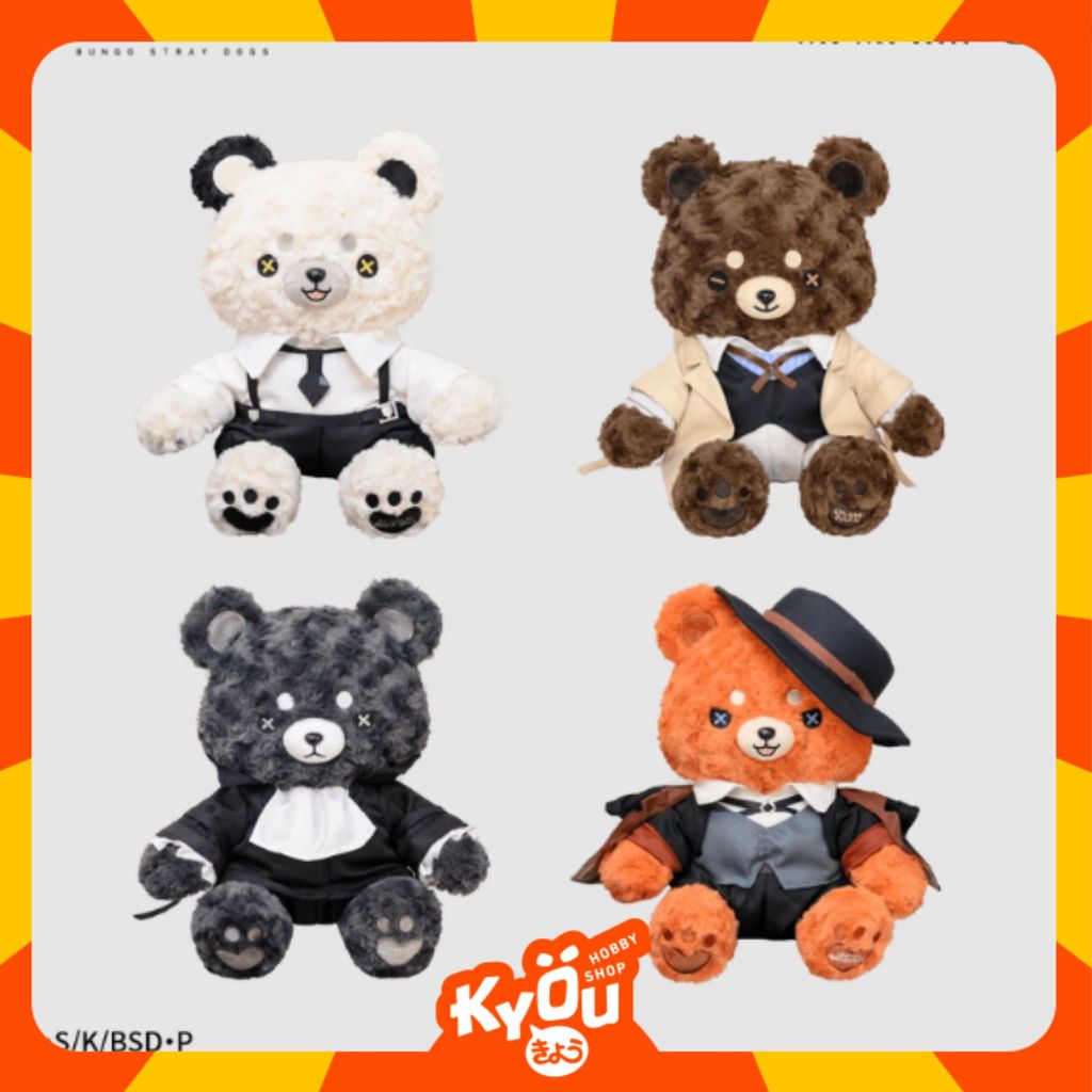 Nakajima Atsushi - Akutagawa Ryunosuke - Nakahara Chuya - Dazai Osamu Character Plush Bear - Bungou 