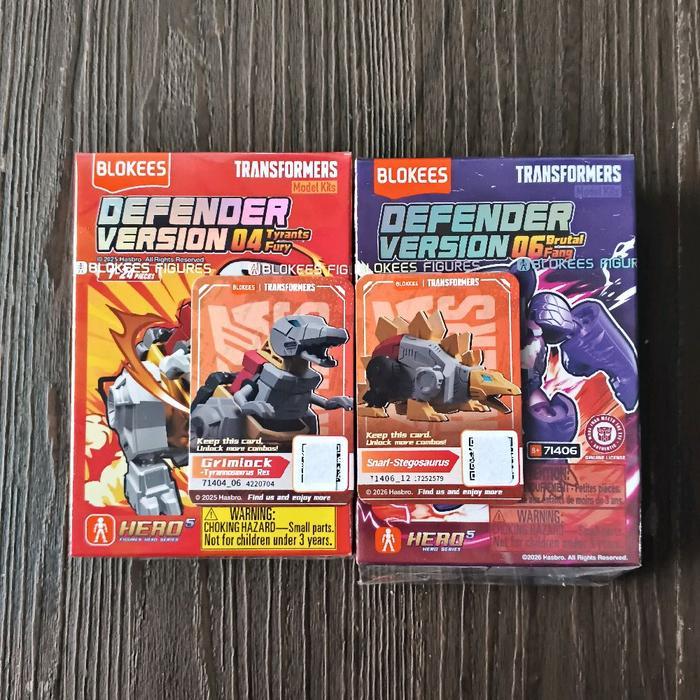 Ready Blokees Volcanicus Dino Set ( Grimlock & Snarl ) _ Transformers Defenders Version