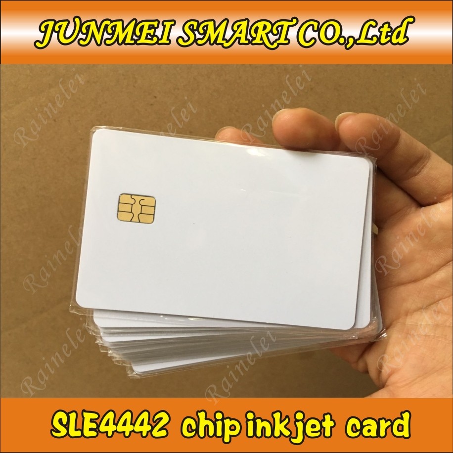 Wholesale100pcs Contact Blank PVC IC Card SLE 4442 Chip White RFID IC Smart Card for Canon / Epson