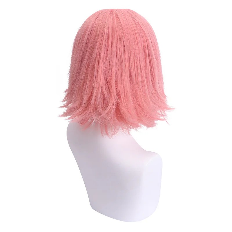 High Quality Anime Haruno Sakura Cosplay Wig Short Pink Heat Resistant Synthetic Hair Anime Cosplay