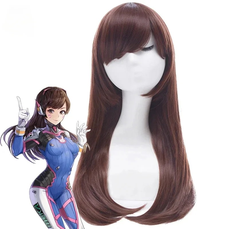 Qqxcaiw Game Rolecos Ow D.Va Cosplay Wig Over Game Watch Cosplay Hana Song Dva Wig Long Brown Women