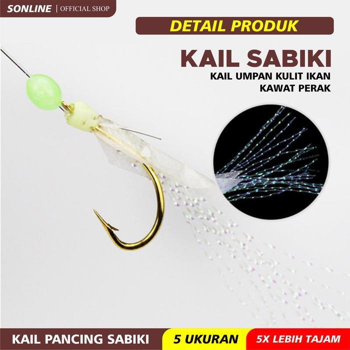SONLINE Kail Pancing Sabiki Kail Kawat Perak 6 Mata Kail Ikan