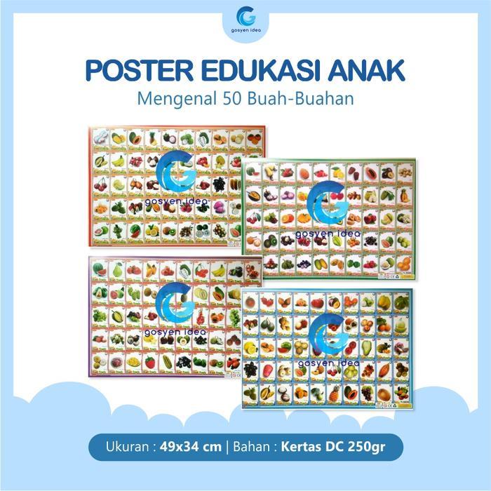Poster Edukasi Anak Belajar Buah Isi 50 Kotak Karton Stationery