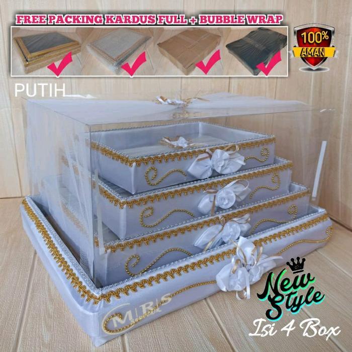 JTTOP" KOTAK HANTARAN PERNIKAHAN MEWAH 1 SET ISI 4 KOTAK PERNIKAHAN KAIN FOTO