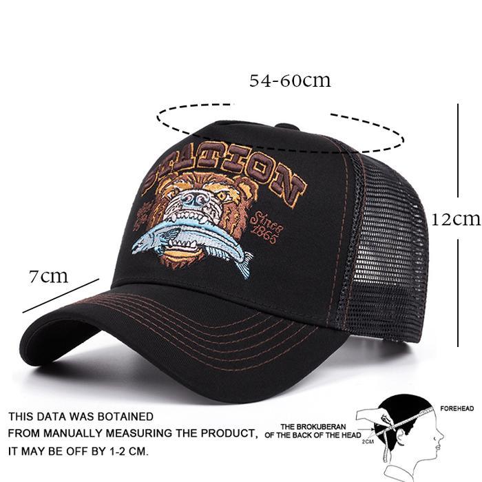 Topi trucker STATION Bears eat fish fashion distro topi baseballoutdoor sport topi vintage golf cap