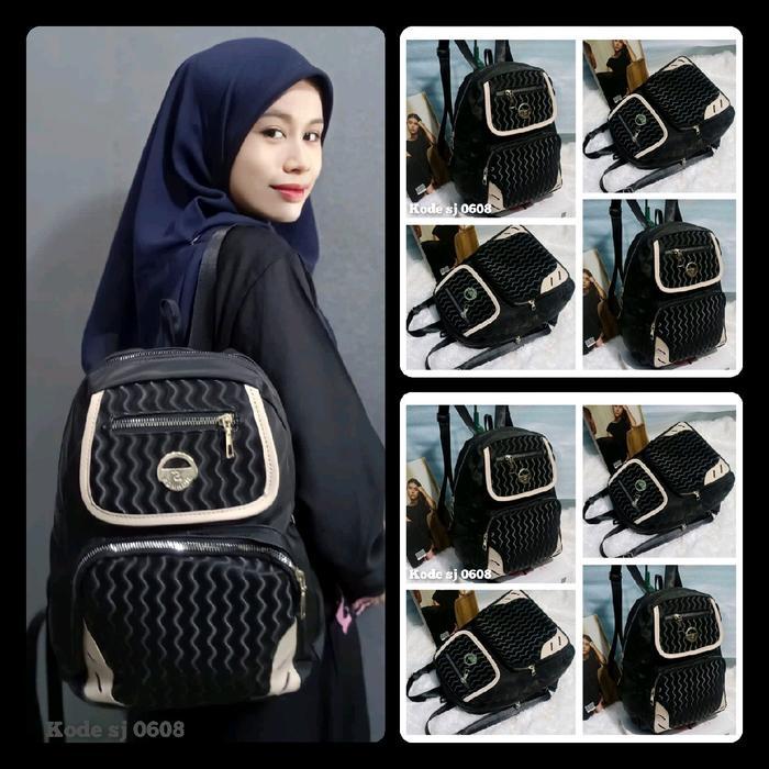 Elizabeth - Tas Ransel Salur Lis Moca Sekolah Backpack Wanita