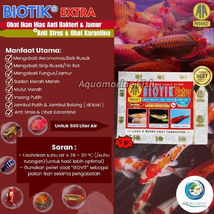 (COD) BIOTIK EXTRA Obat Anti Bakteri Jamur Stress Karantina Ikan Koi Koki Channa Discus Arowana