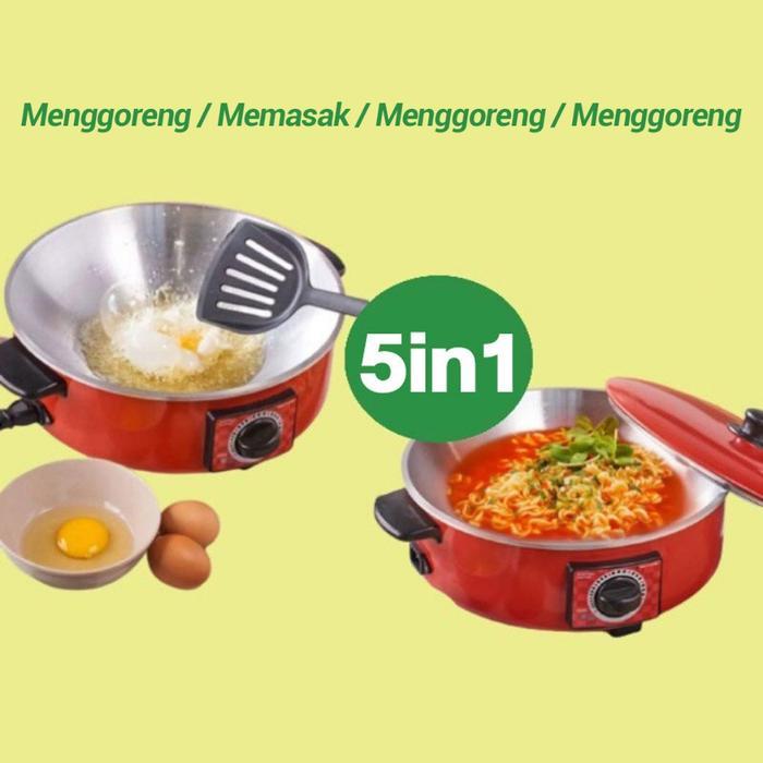 Panci Listrik 12 Inch / Panci Wajan Penggorengan Anti Lengket 32Cm / Wajan Listrik Rumahan Serbaguna