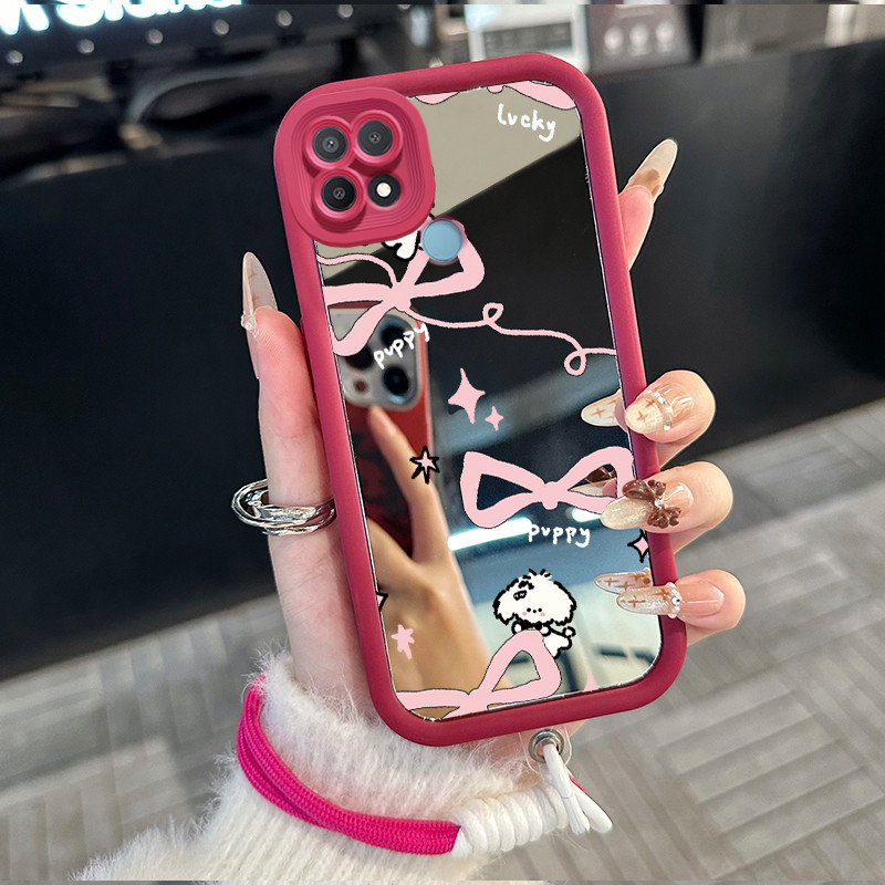 Casing Hp untuk OPPO A15 A15s A35 4G Case Casing Anjing Bowtie pola Silikon Softcase Kasing HP tali 