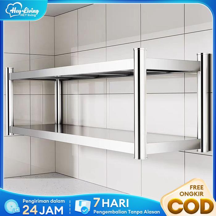SUS 304 Rak Dinding Dapur Stainless Steel Rak Oven Microwave Rak Bumbu Rak Dinding Baja Tahan Karat