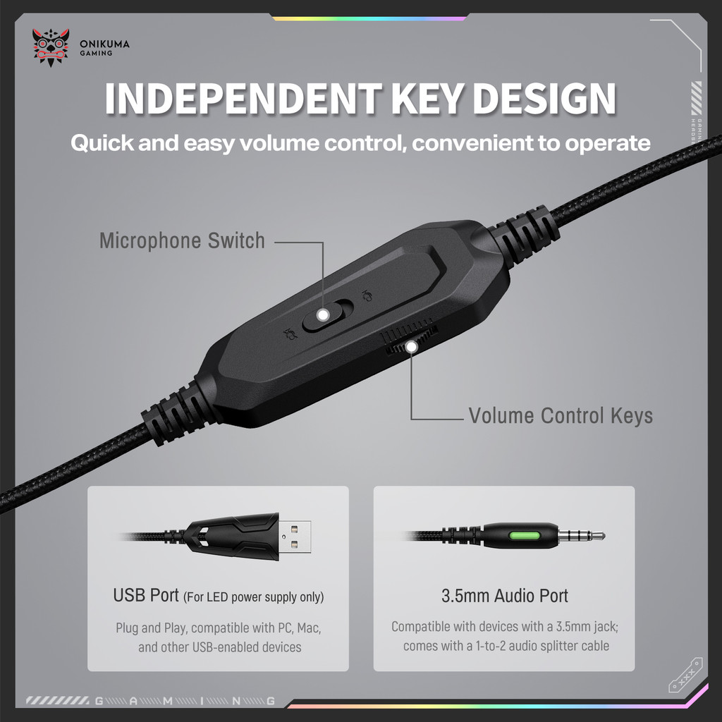 ONIKUMA X91 Gaming Headset Hi-Fi Surround Sound/USB Sound Card for PC PS Wired Gaming Headset