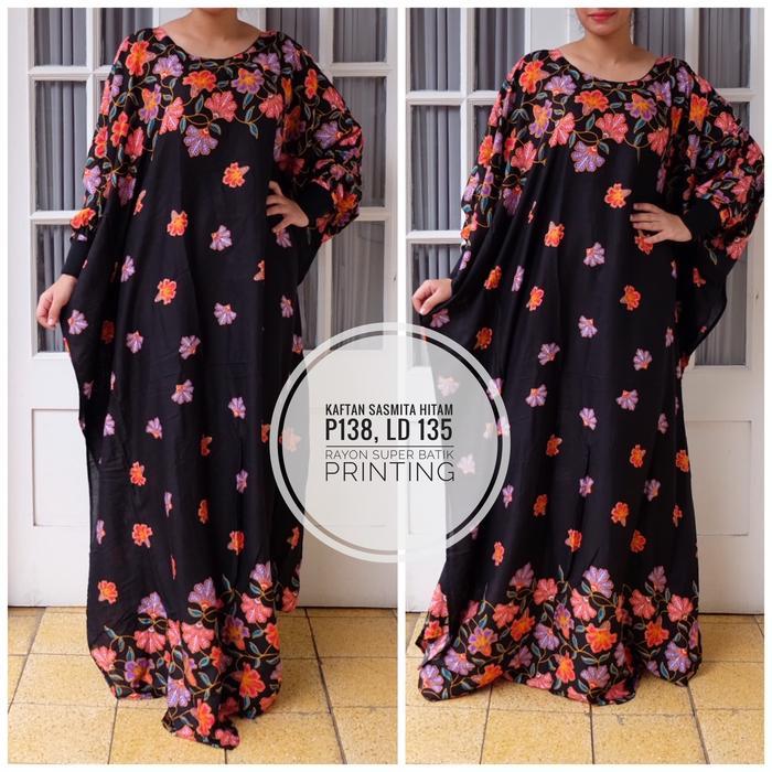 Abaya/ gamis syari/ kaftan batik lengan panjang rayon batik printing