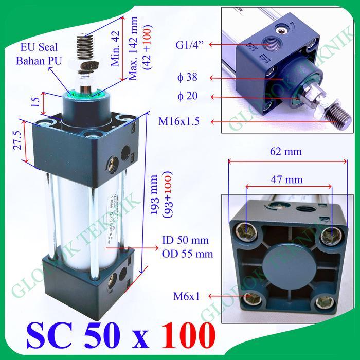 Sc50-100 Air Cylinder Sc50X100 Silinder Pneumatik