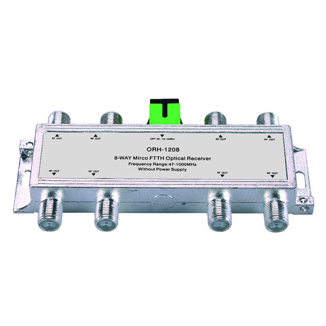 Mini CATV FTTH Optical Receiver ORH-1208 47-1000MHz,8 way passive FTTH negative optical receiver