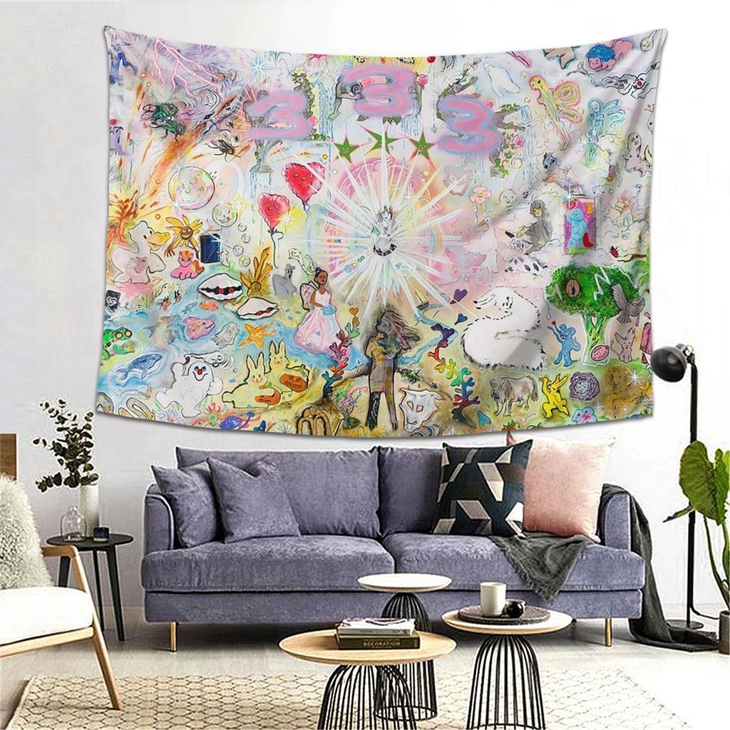 Drain Gang Bladee 333 Album Cov Tapestry Decor Art Aesthetic Tapestries for Living Room Bedroom Home