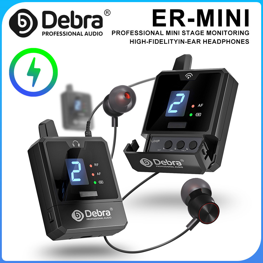 Debra UHF Portable Wireless In-Ear Monitoring System, IEM Audio-Mini UHF Rechargeable for Music