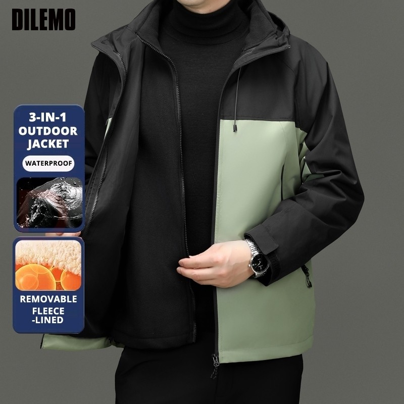 High End Graphene Silver Fox Fur Inner Liner 3-in-1 Jacket Men Interchange Outdoor Jacket Sports