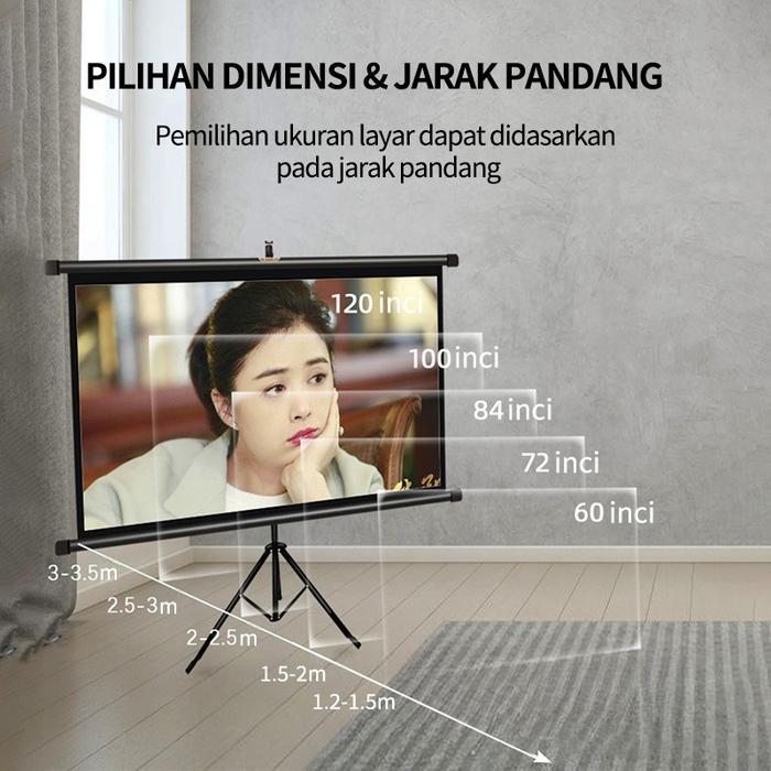 Layar Proyektor Manual Gantung (Layar Proyektor 72") Layar Proyektor 4:3 72 inci Layar proyektor