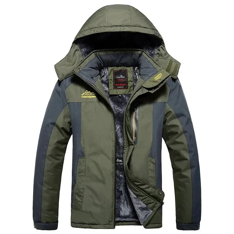 2024 Winter Jacket Men Thick Warm Waterproof Hooded Parka Coat Windbreaker Military Fleece Jacket