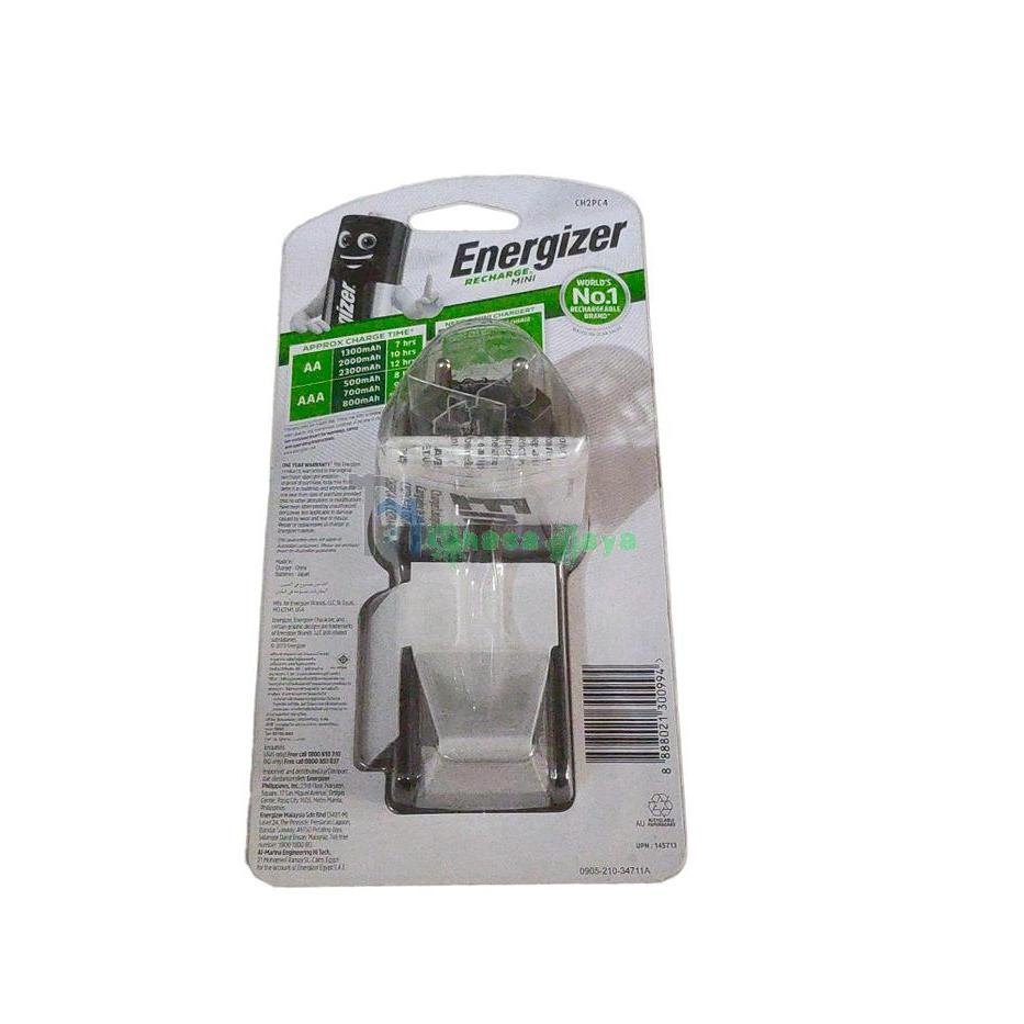 Charger Energizer + 2 Baterai Aaa/A3 Cas Rechargeable