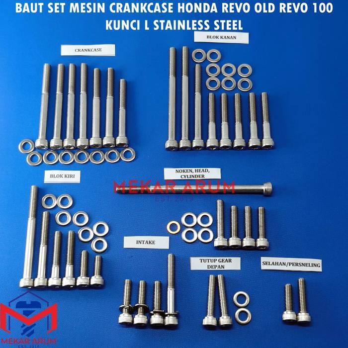 Baut Set Mesin Crankcase Honda Revo OLD Revo 100 Kunci L Stainless Steel