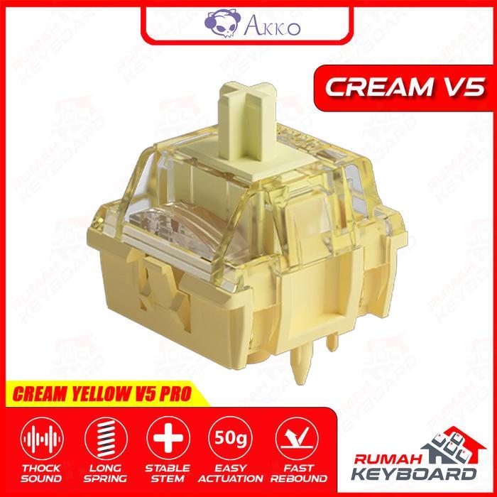 SWITCH - AKKO CREAM BLUE - CREAM YELLOW - V5 PRO - 5 PIN - 45g - PCB Mount - Mechanical Keyboard