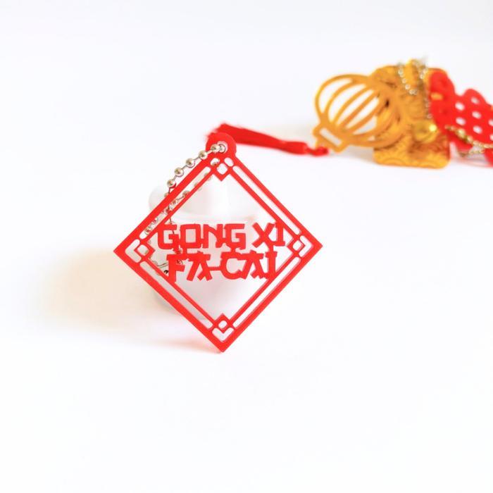 5 PCS Hang Tag Imlek Akrilik Merah / Gantungan Hampers Imlek / Hiasan Imlek