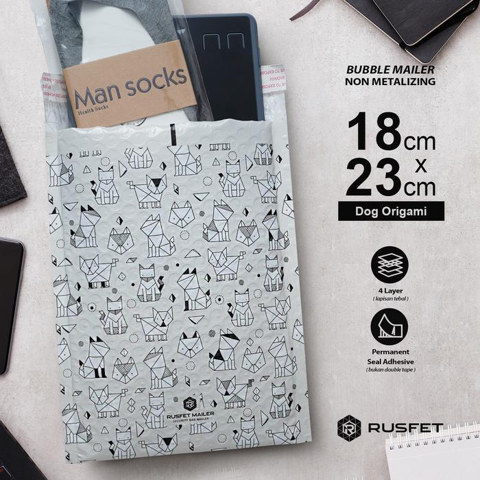 AMPLOP PLASTIK BUBBLE MAILER BUBBLE PACKING DOG ORIGAMI 18X23