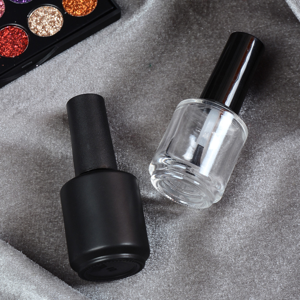 5pcs 15ml Nail Polish Bottle With Brush Nail Gel Container Glass Cosmetic Pot Nail Oil Packing