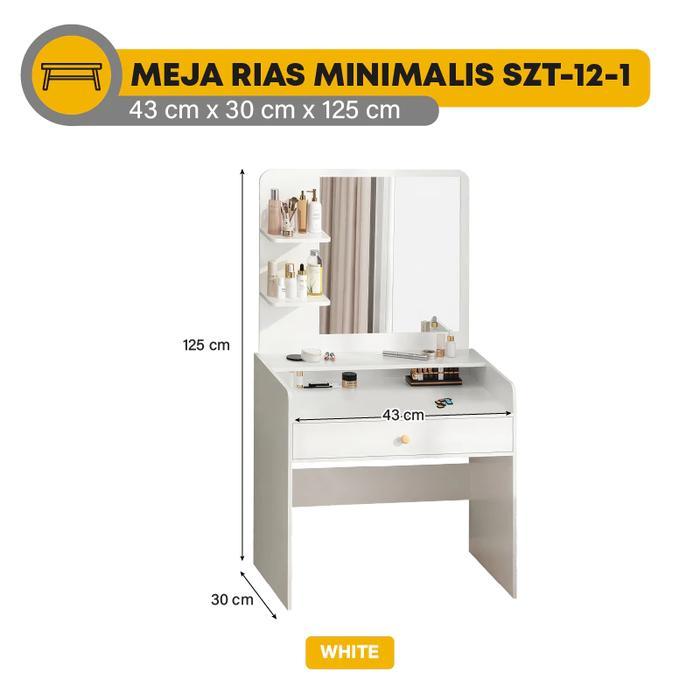 Meja Rias Cermin Minimalis Meja Rias Serbaguna Szt-12 Lemari Rak Kosmetik Laci Bahan Kayu