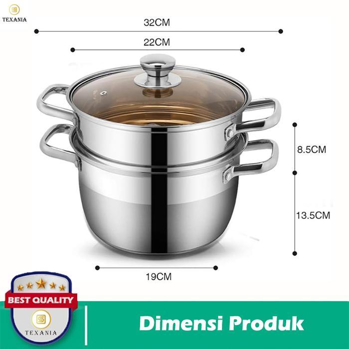 [EXCLUSIVE JORDI ONSU] TEXANIA Panci Kukusan Serbaguna Set Dandang dan Kukusan 2 Susun Full