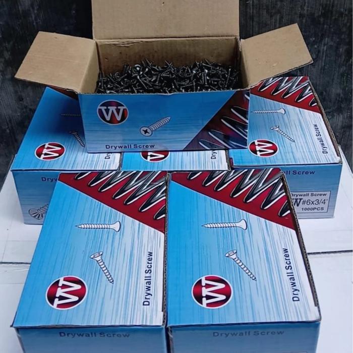 sekrup gipsyum ukuran 6x3/4 panjang 2cm isi 500pcs SKRUP GYPSUM 2 CM isi 500 PCS 6 X 3/4 Hitam