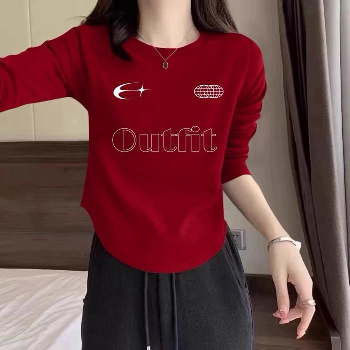 Kaos Wanita Lengan Panjang - Kaos Polos Basic Jersey Nomor