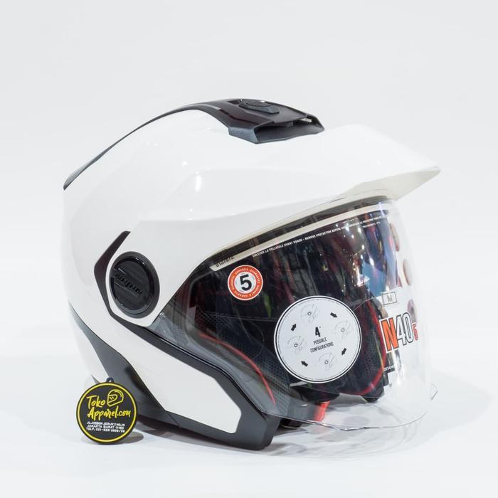 ASLI Helm Nolan N40.5 Classic Ncom - Metal White READY STOCK