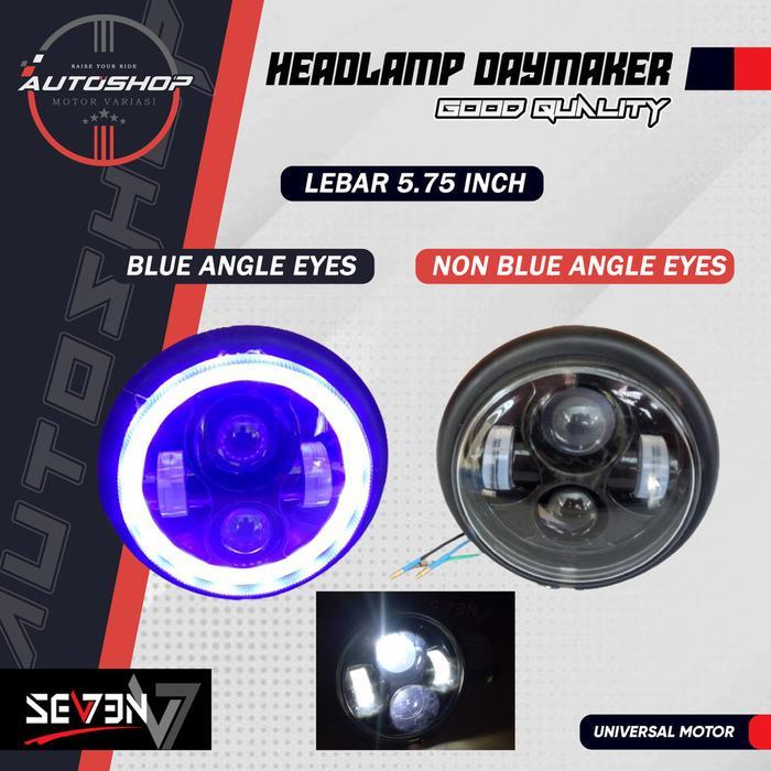 Headlamp Daymaker 5.75 Inch 4 Led Blue Angle Eyes Custom Cb Japstyle Tiger Bobber Lampu Depan