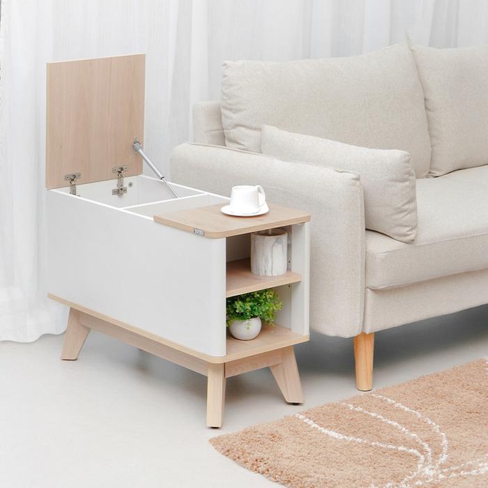 [WAKULLA] Percy Meja Sisi - Putih Nakas Meja Sudut Ruang Tamu Teras Kecil Rak Buku Mini High Quality