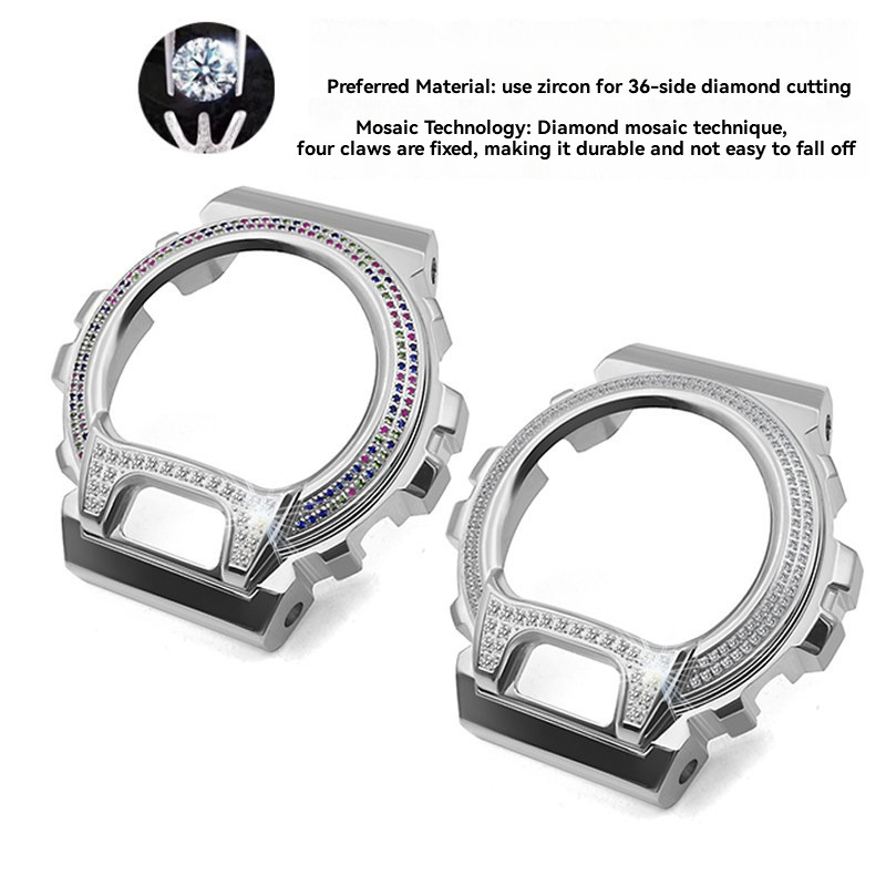 Replacement Stainless Steel Metal Case & Band Kit For Casio G-Shock Dw6900 Diamond-Cut Bezel Upgrade