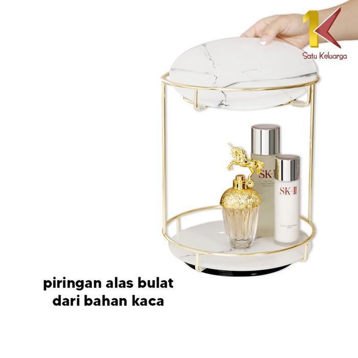 [Cod] Sk K134 Rak Kosmetik Bulat 2 Tingkat Putar 360 Derajat Tempat Penyimpanan Riasan Multifungsi